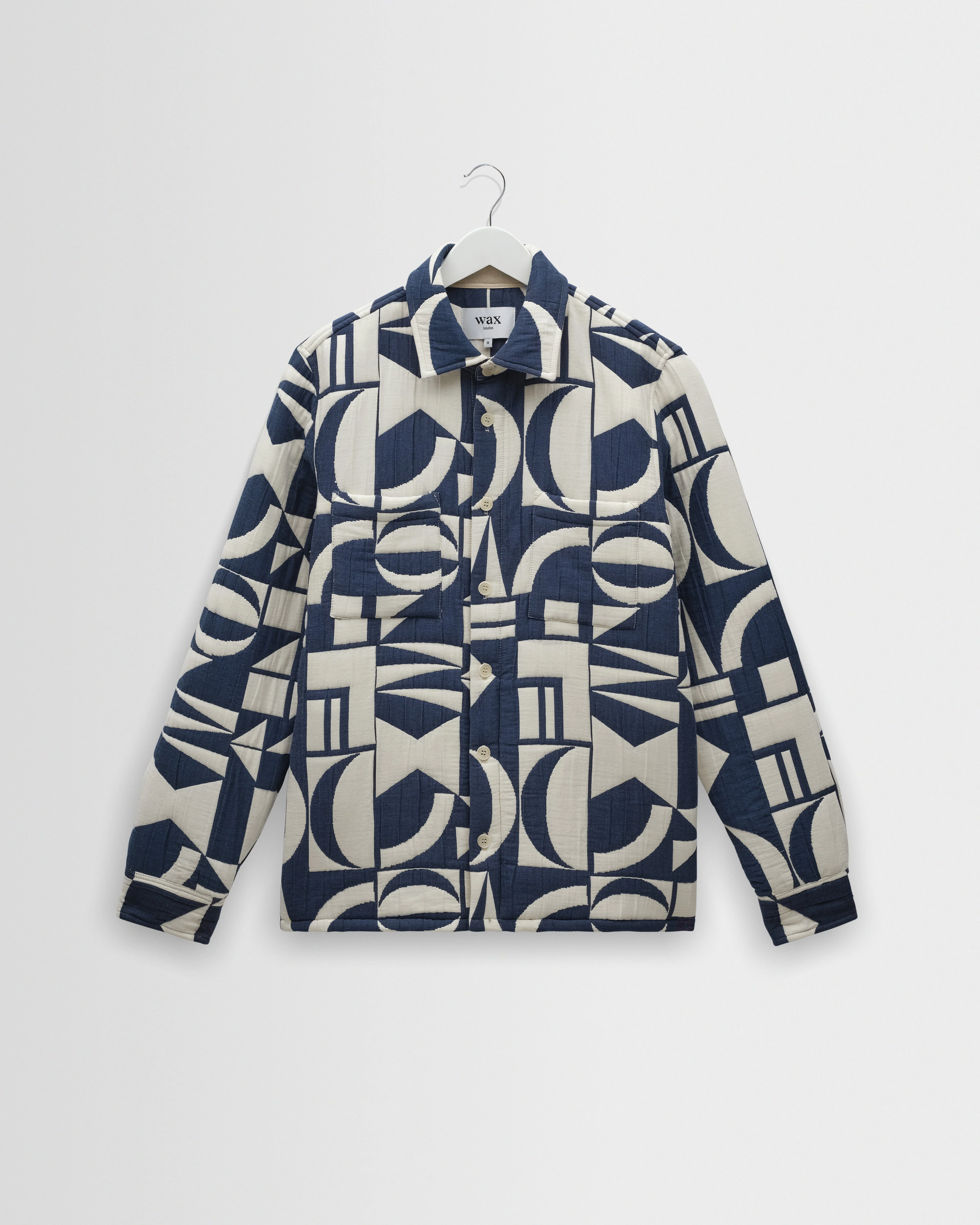 Otto - Blue And Ecru Quilted Jacquard Overshirt - 1