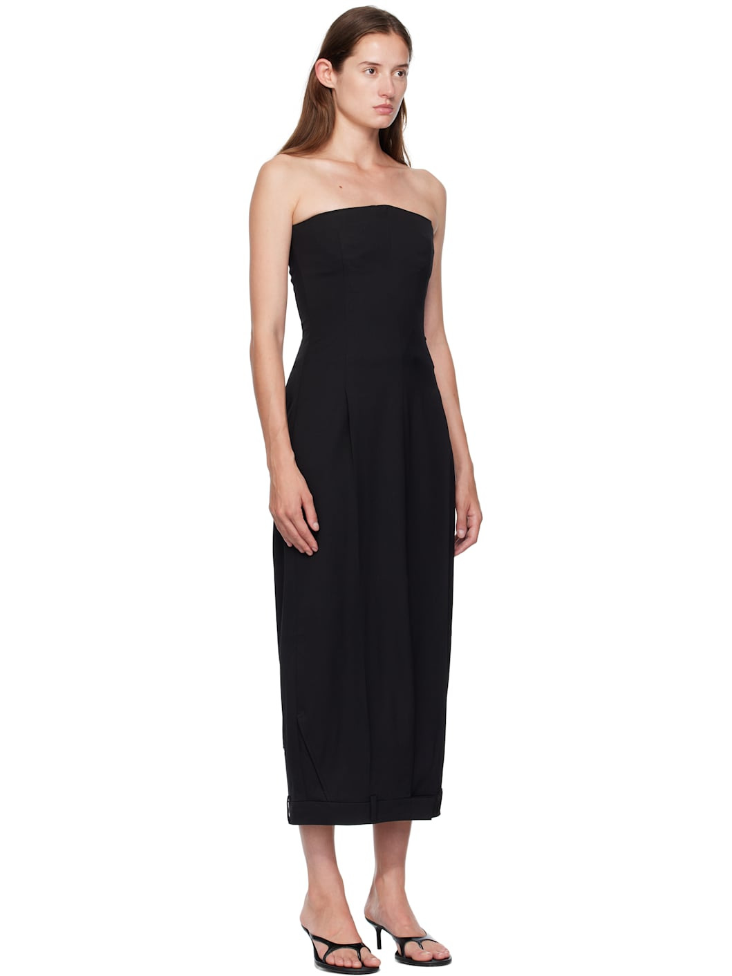 Black Upside-Down Tailored Pantadress Maxi Dress - 2