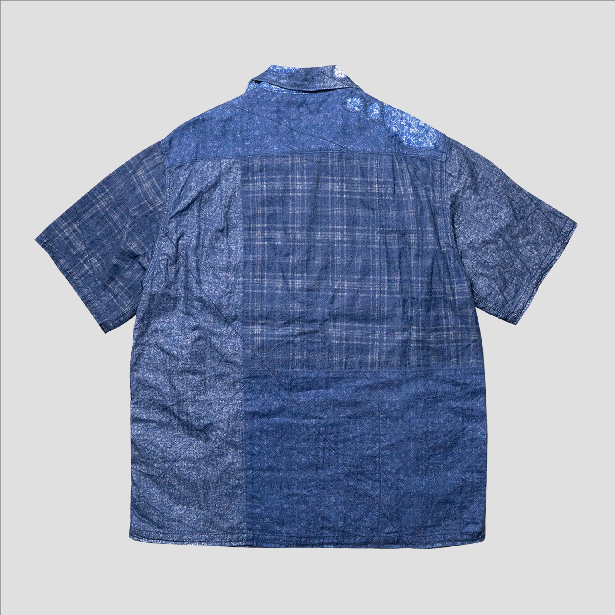 INDIGO PATCHWORK RAW BORO HAWAIIAN SHIRTS - 5