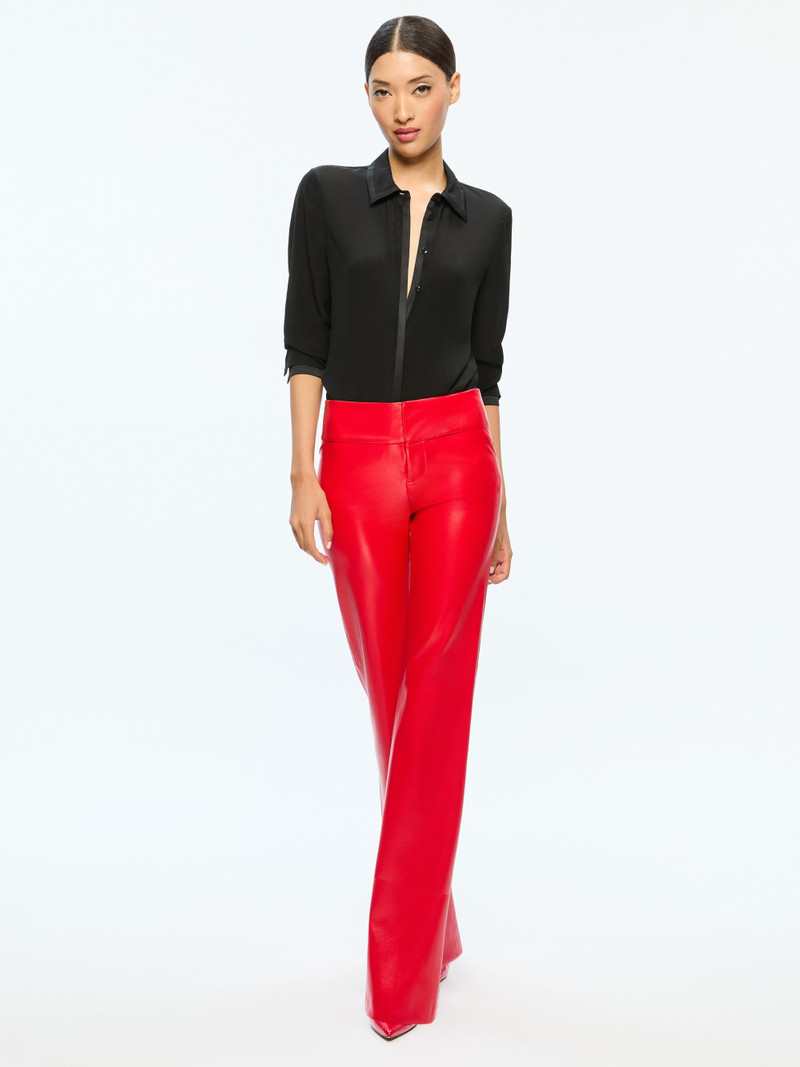 OLIVIA LOW RISE VEGAN LEATHER BOOTCUT PANT 3
