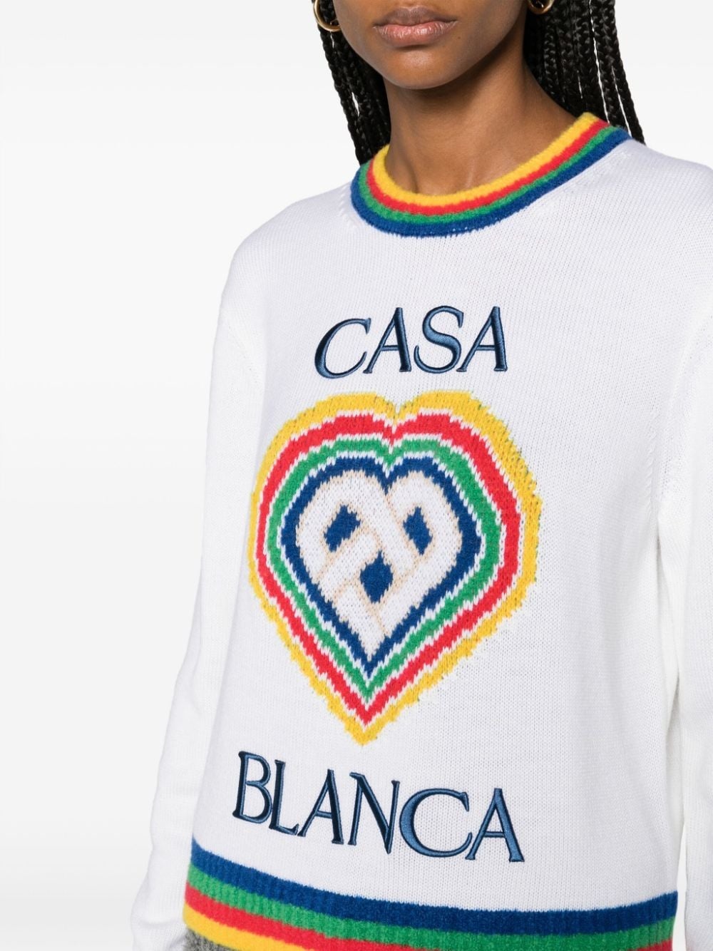 Heart logo-intarsia bouclé jumper - 5