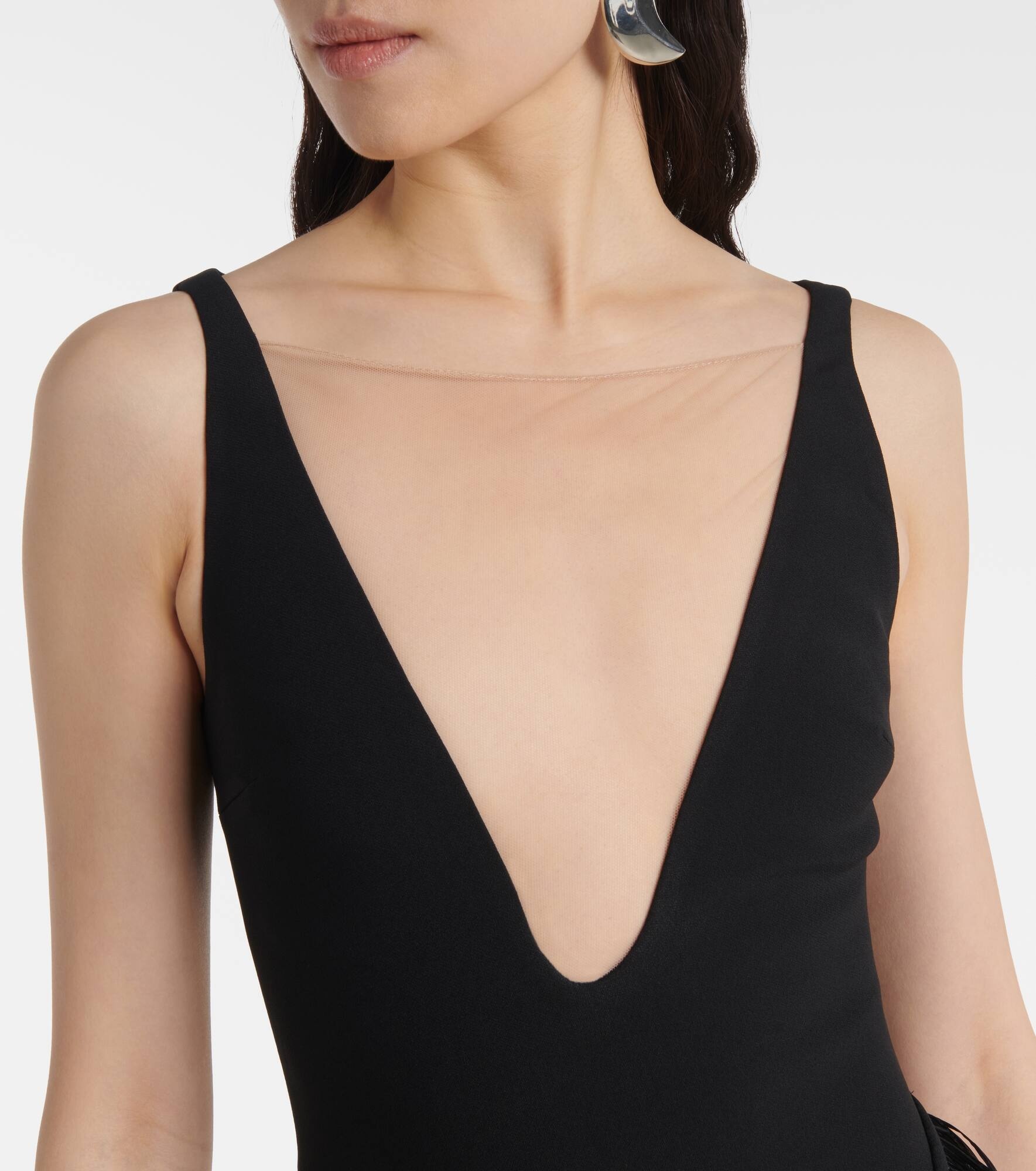 Fringed asymmetric cady gown - 4