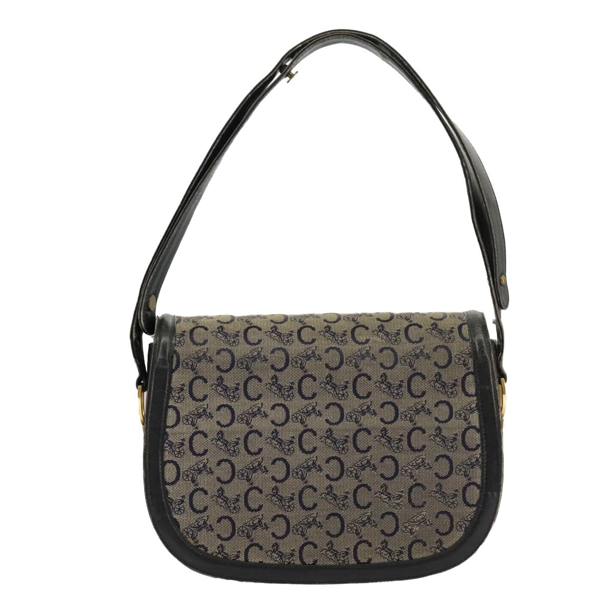 CELINE C Sulky Shoulder Bag Canvas Navy Beige - 3
