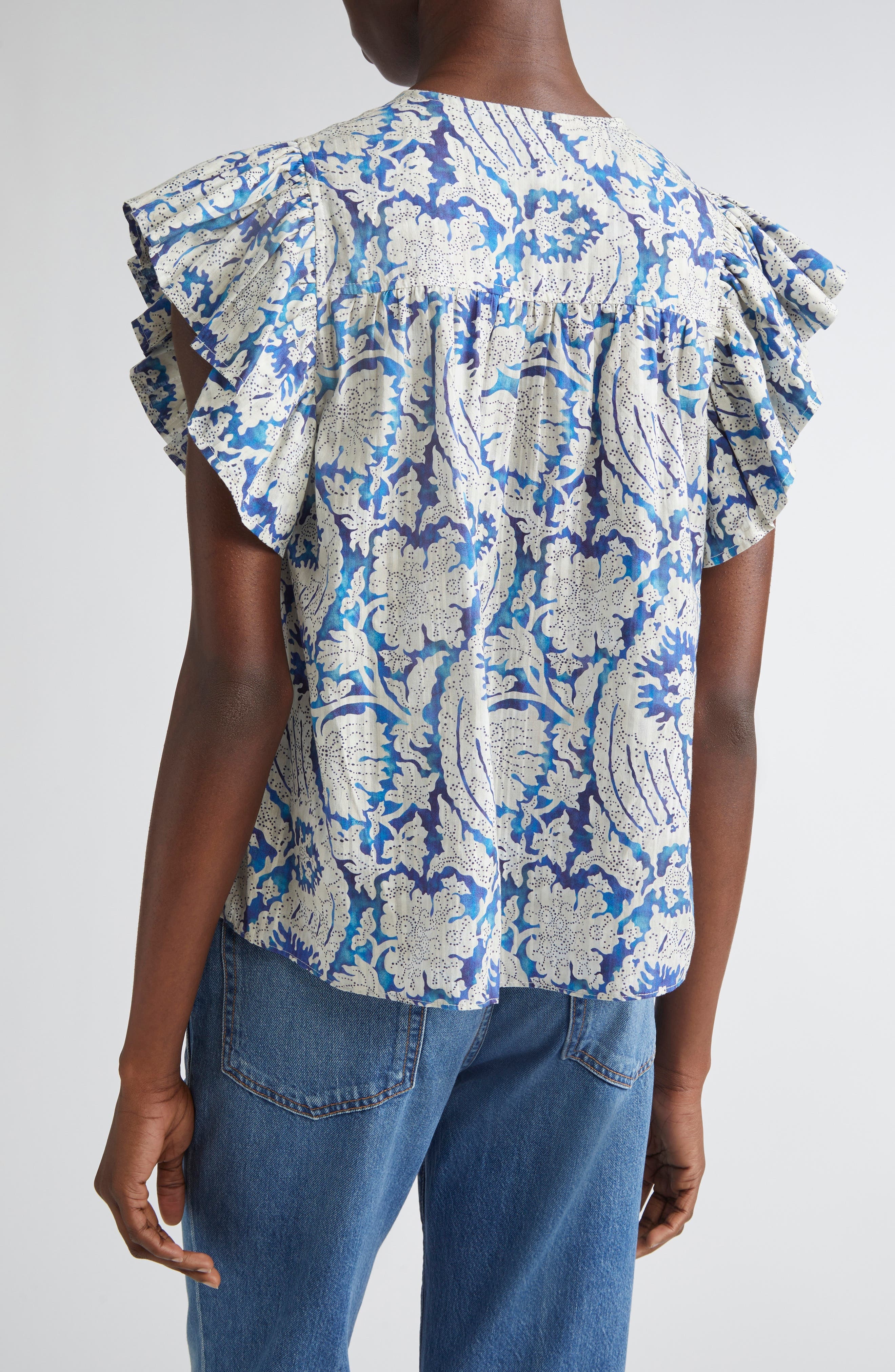 Ulla Johnson Sienna Flutter Sleeve Top in Ciel at Nordstrom - 2