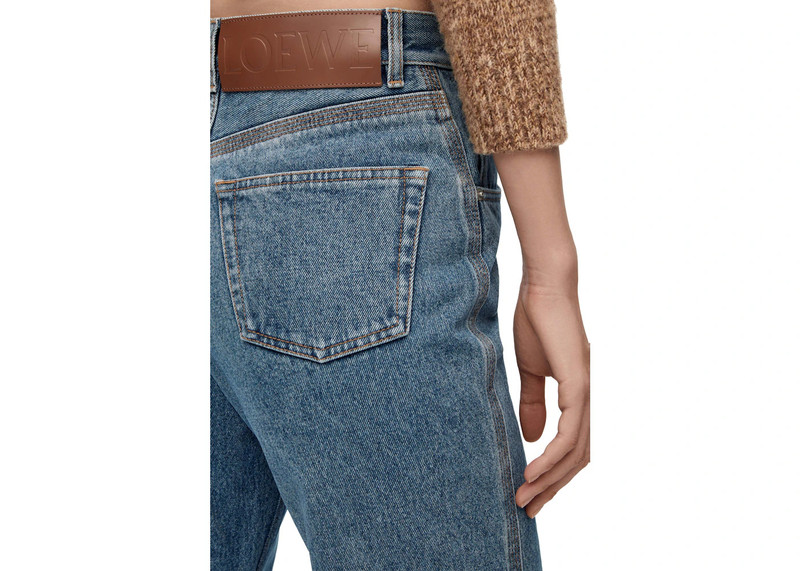Loewe LOEWE Anagram Cropped Jeans in Denim Mid Blue outlook