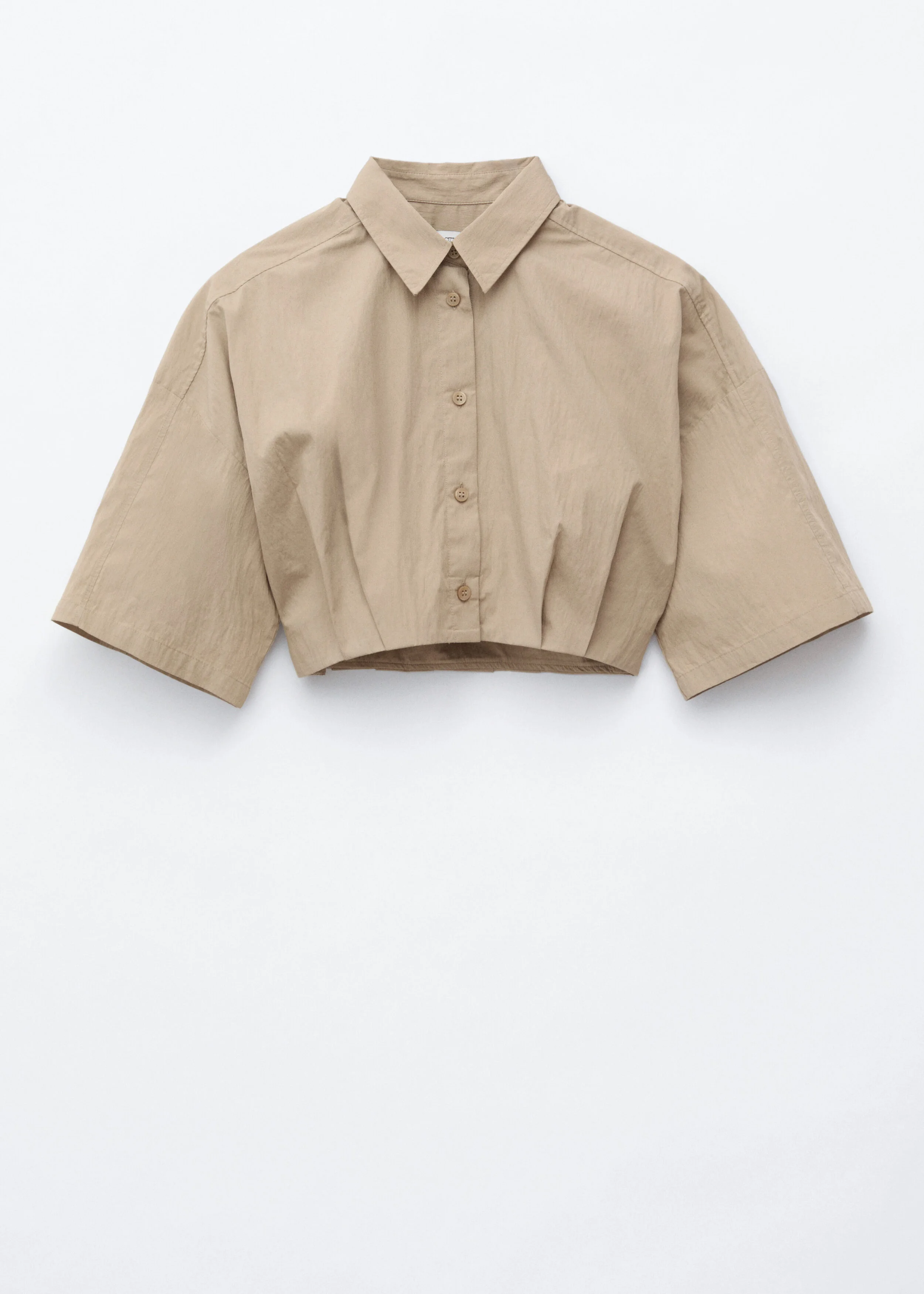 Pleated Hem Crop Shirt - 1
