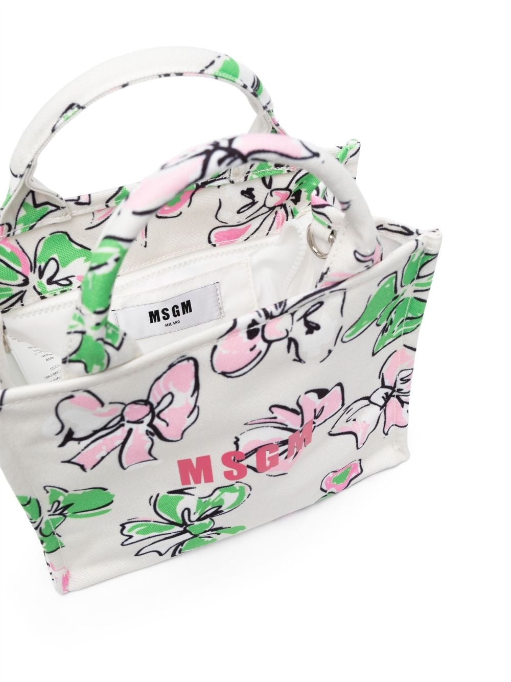 bow-print cotton tote bag - 5