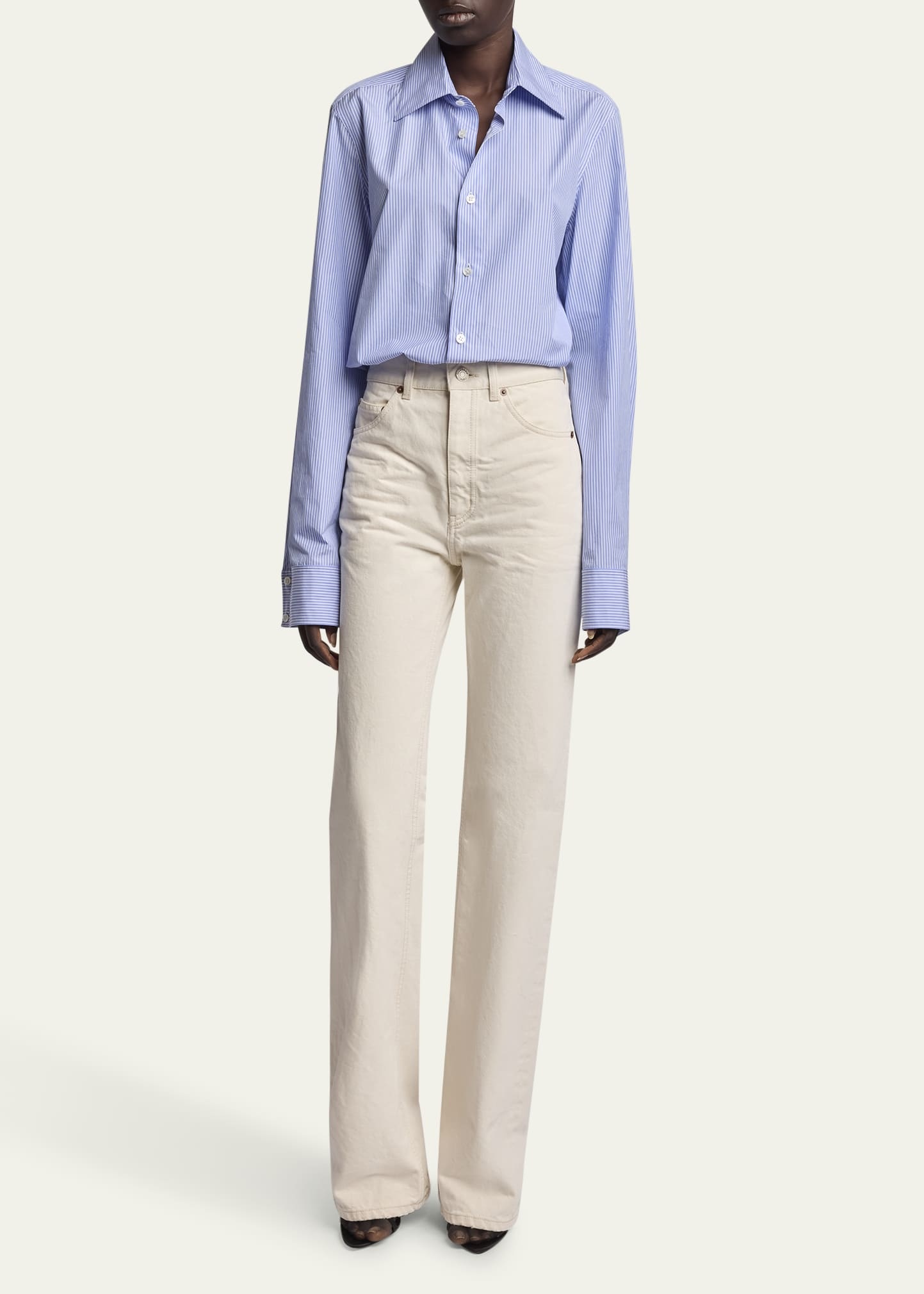 Stripe Button Down Blouse - 2