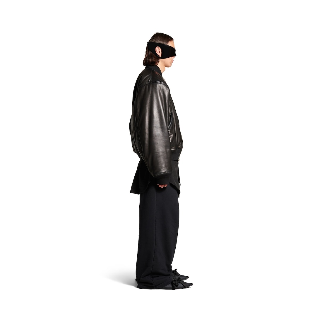 Bomber Leather Jacket in Black - 4