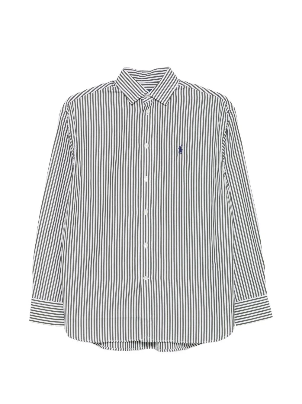 vertical-stripe logo-embroidered shirt - 1