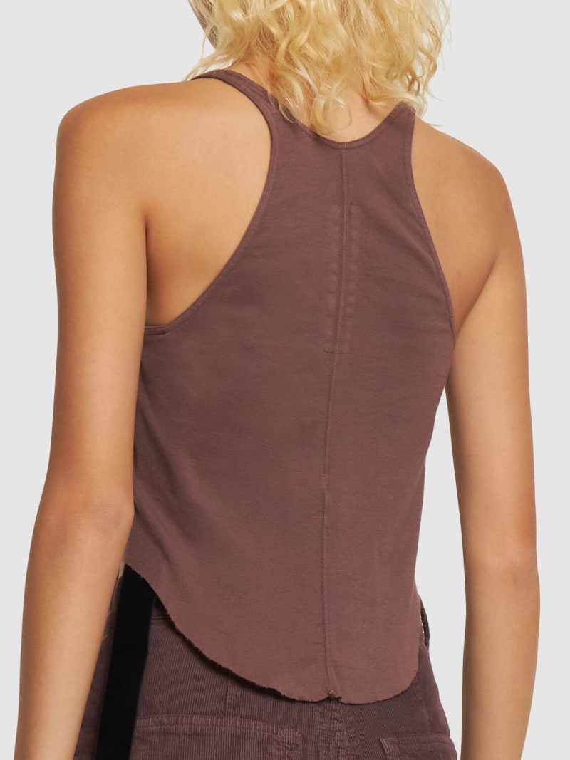 Cropped cotton jersey tank top - 3
