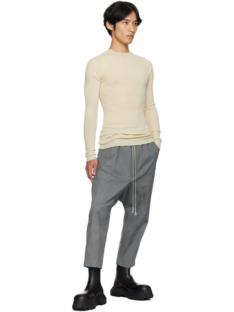 Rick Owens Gray Concordians Drawstring Cropped Trousers outlook