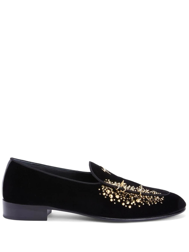 Alvaro 스터드 벨벳 loafers 1