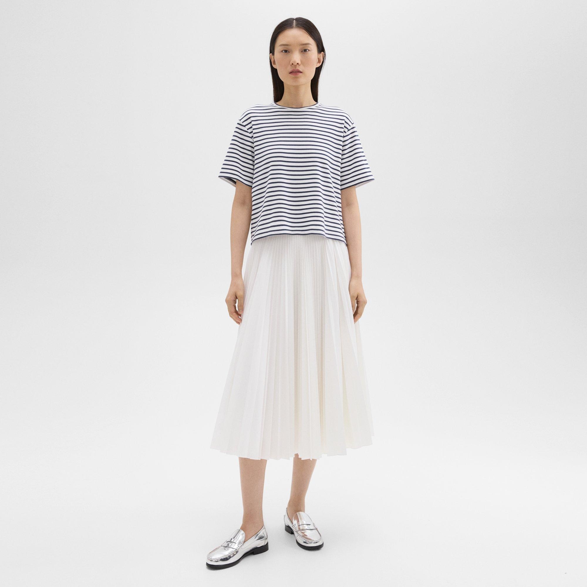 Pleated Midi Skirt in Sleek Poplin - 2