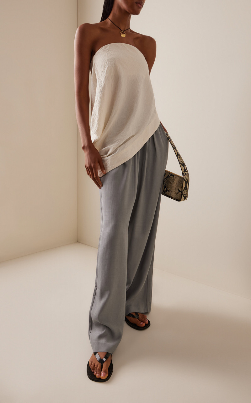 ST. AGNI Elastic-Waist Wide-Leg Pants grey outlook