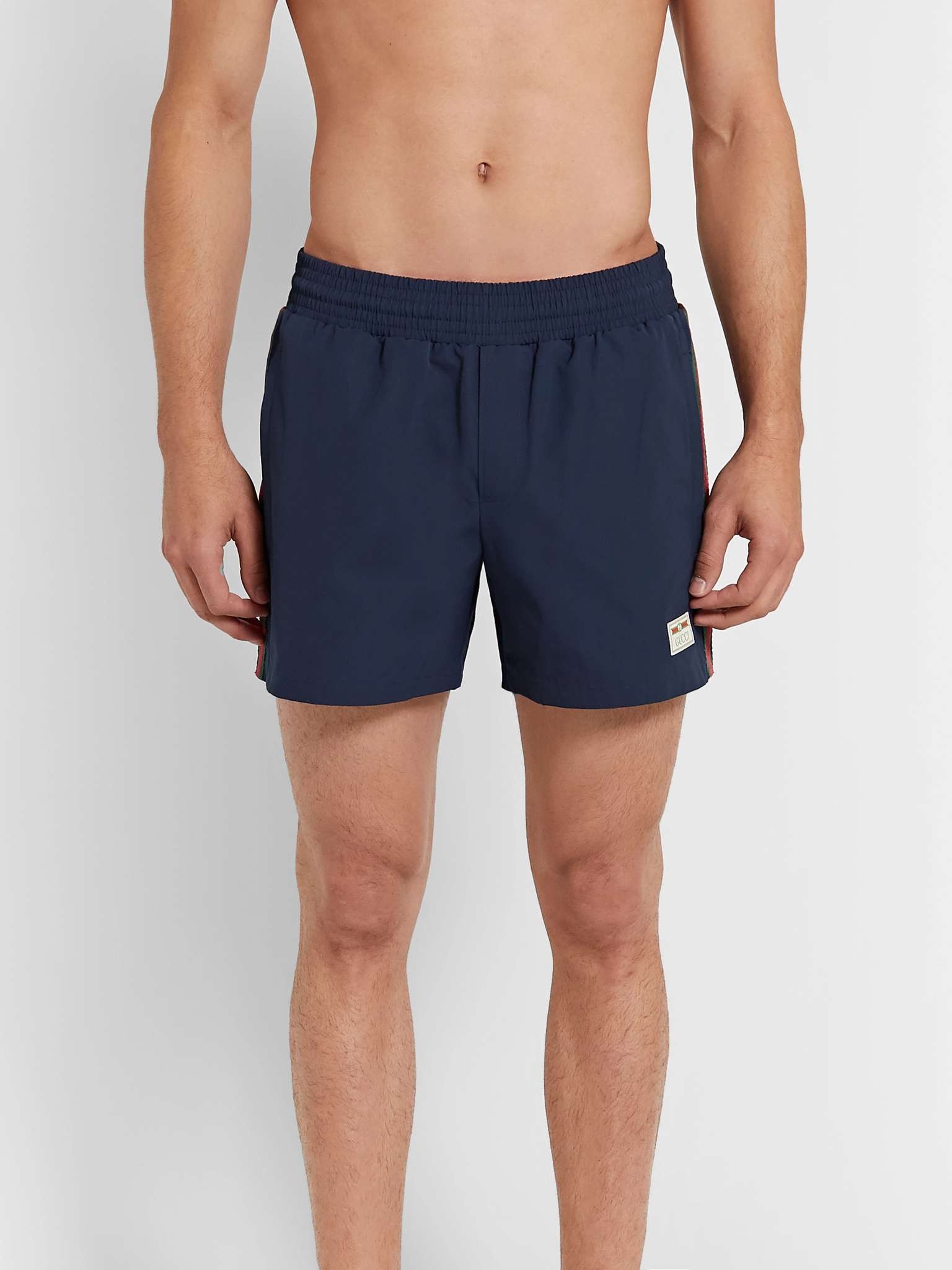 Mid-Length Webbing-Trimmed Swim Shorts - 2