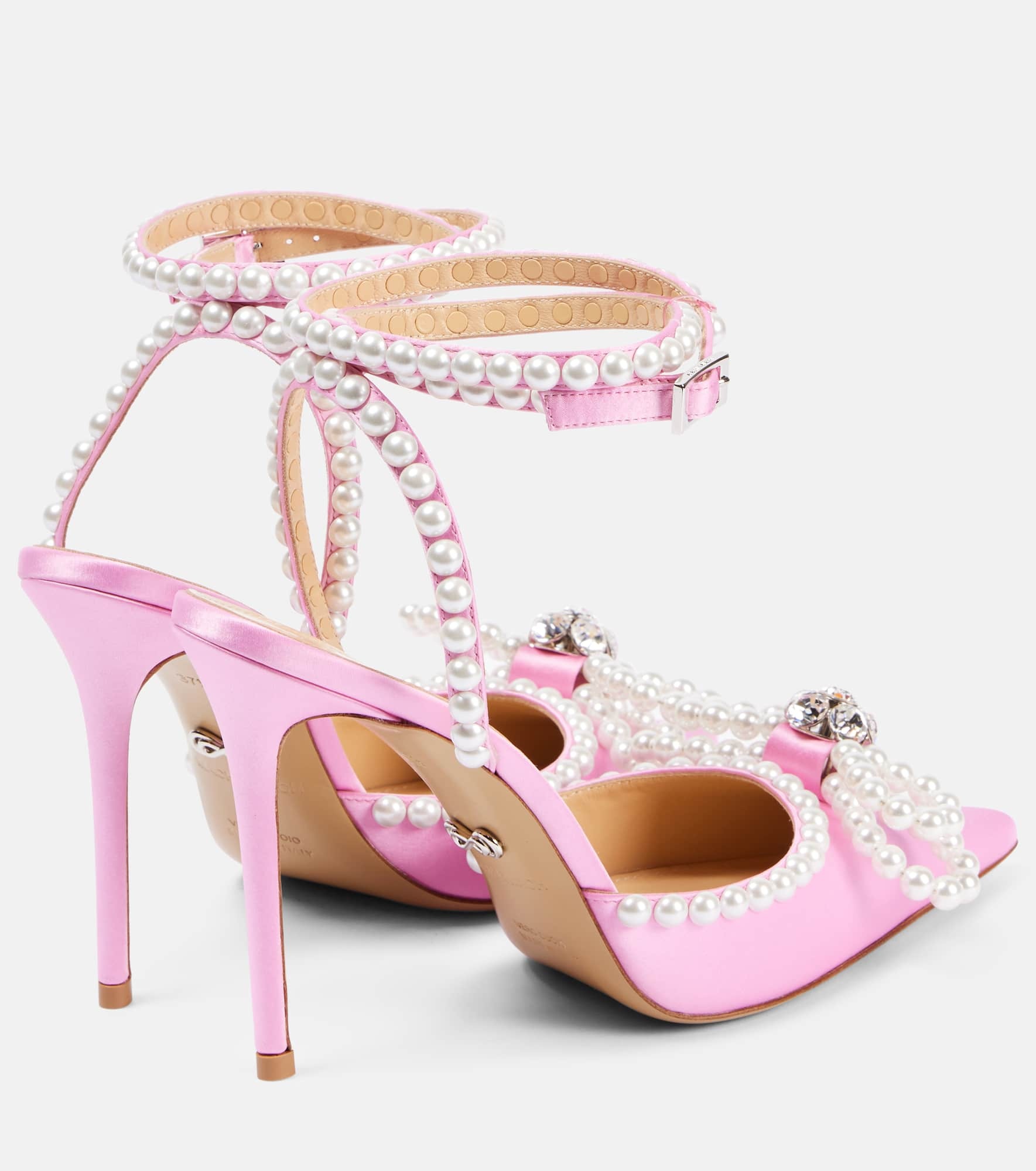 Double Bow 110 embellished satin pumps - 2