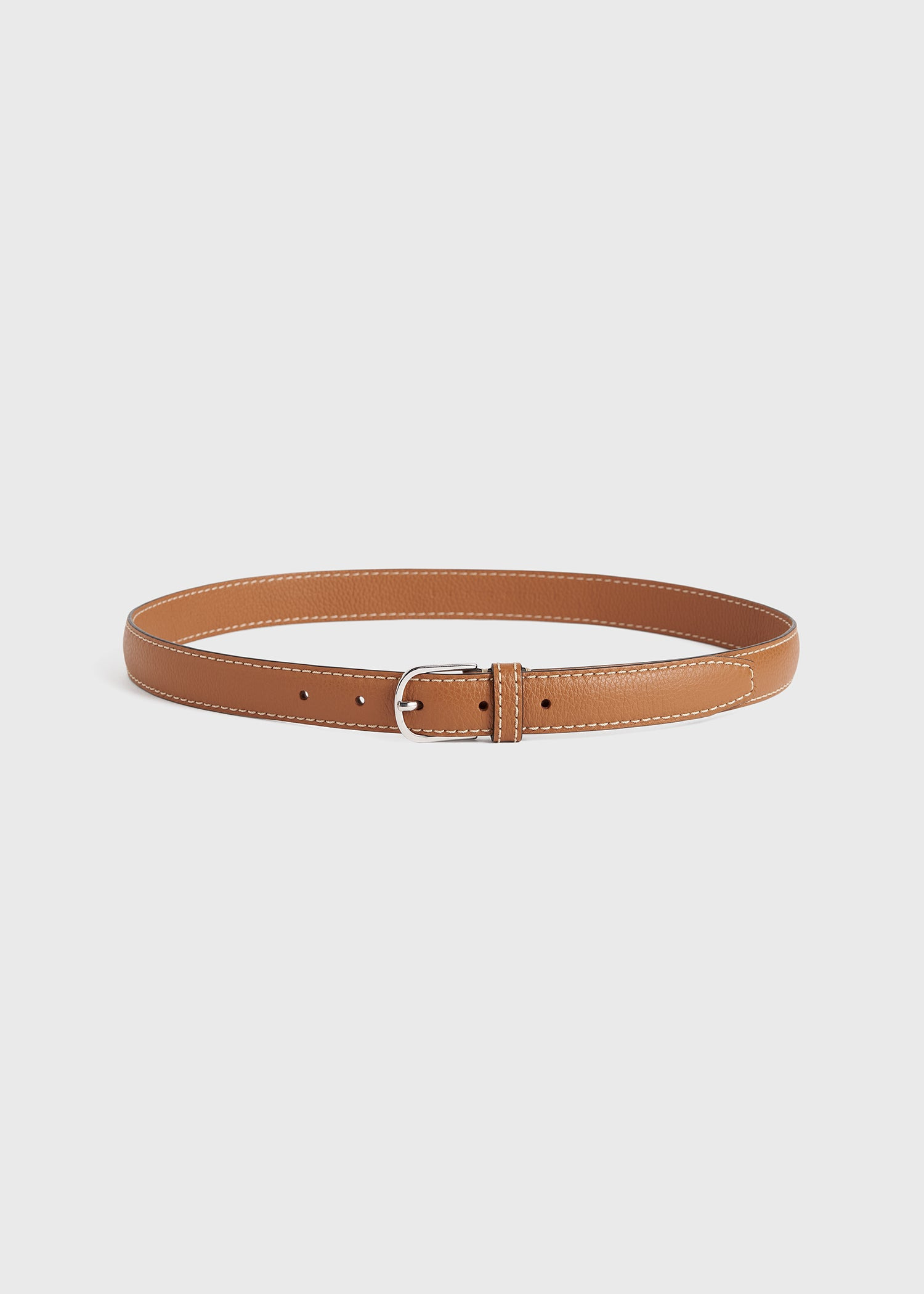 Slim trouser leather belt tan grain - 2
