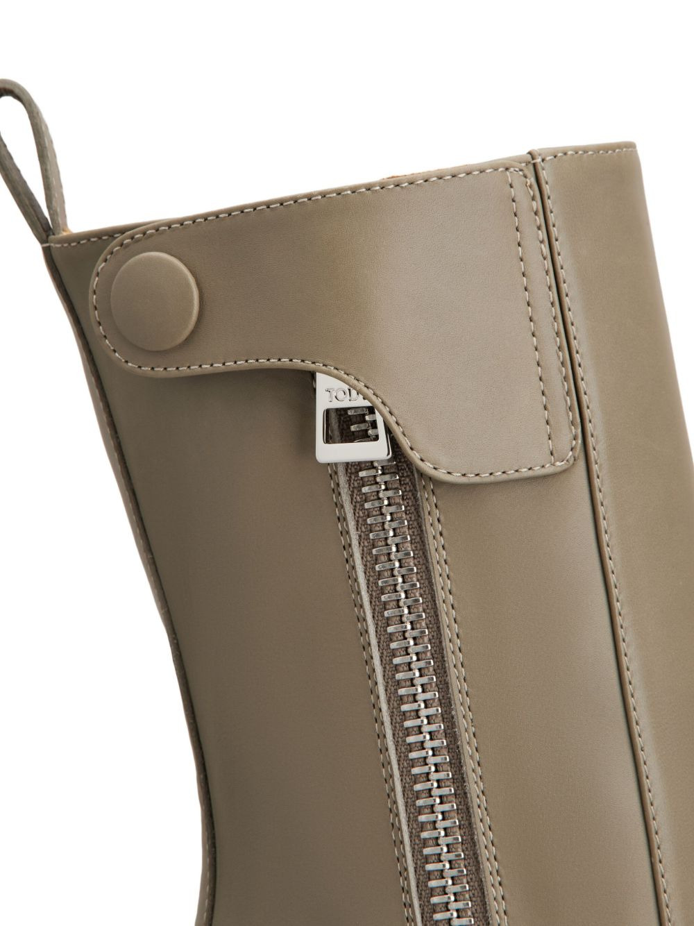 leather zip-detail block-heel boots - 4