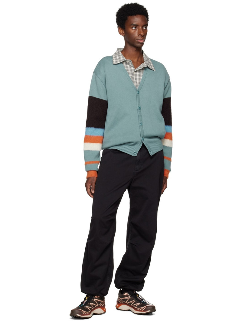 AWAKE NY Blue Striped Sleeve Cardigan outlook