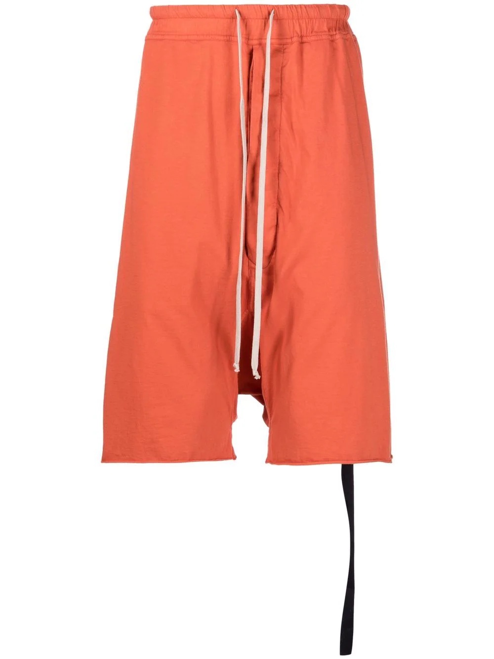 drawstring-waist cotton drop-crotch shorts - 1