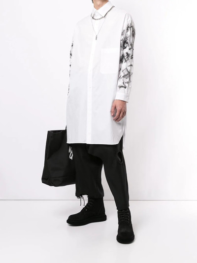 Yohji Yamamoto abstract-print sleeve cotton shirt outlook