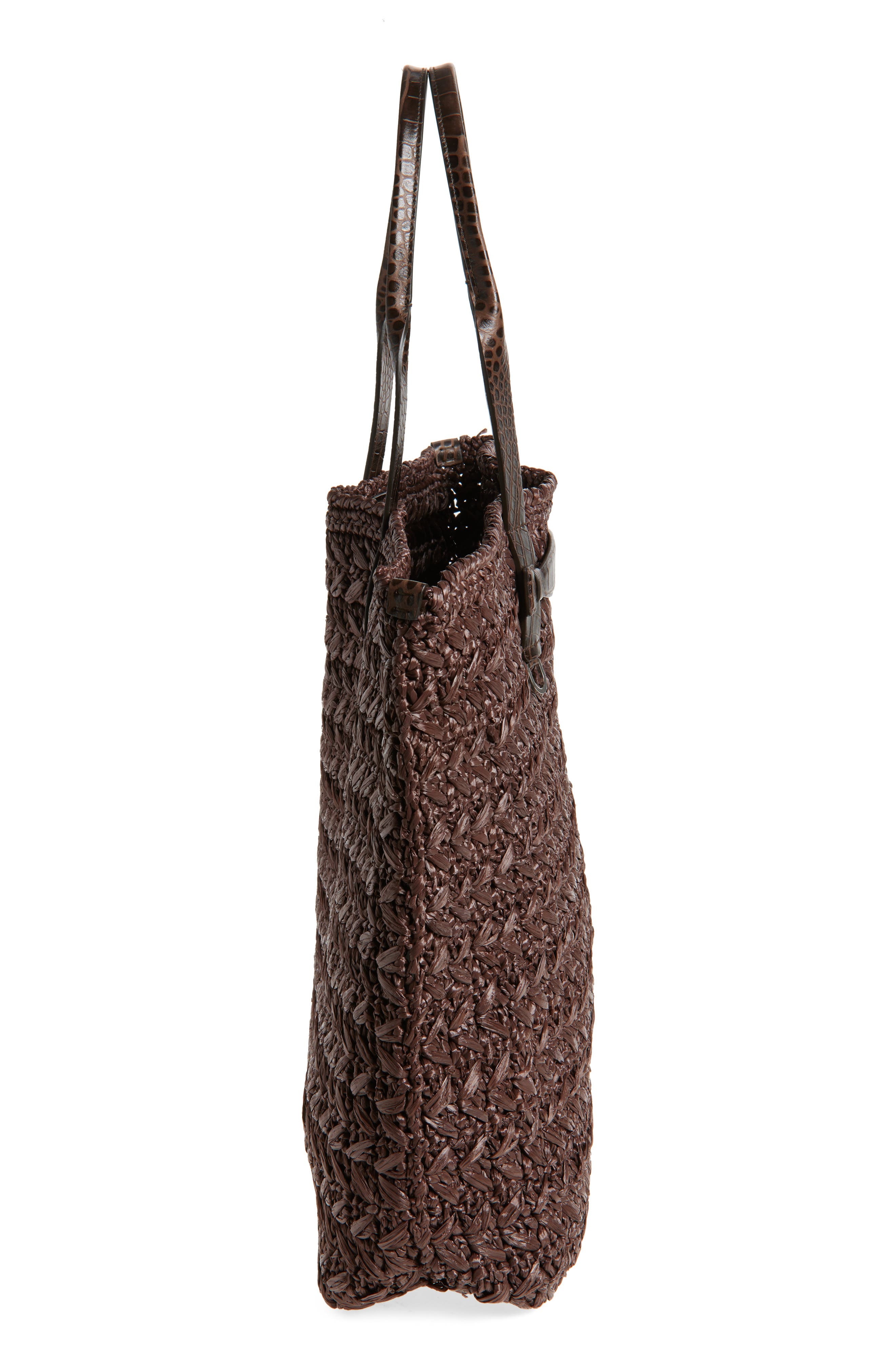 Dolce&Gabbana Adamo Raffia Shopper Bag in Moro/Ebano at Nordstrom - 5