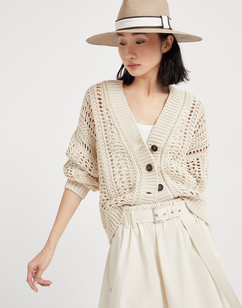 Cotton ribbed net cardigan 4
