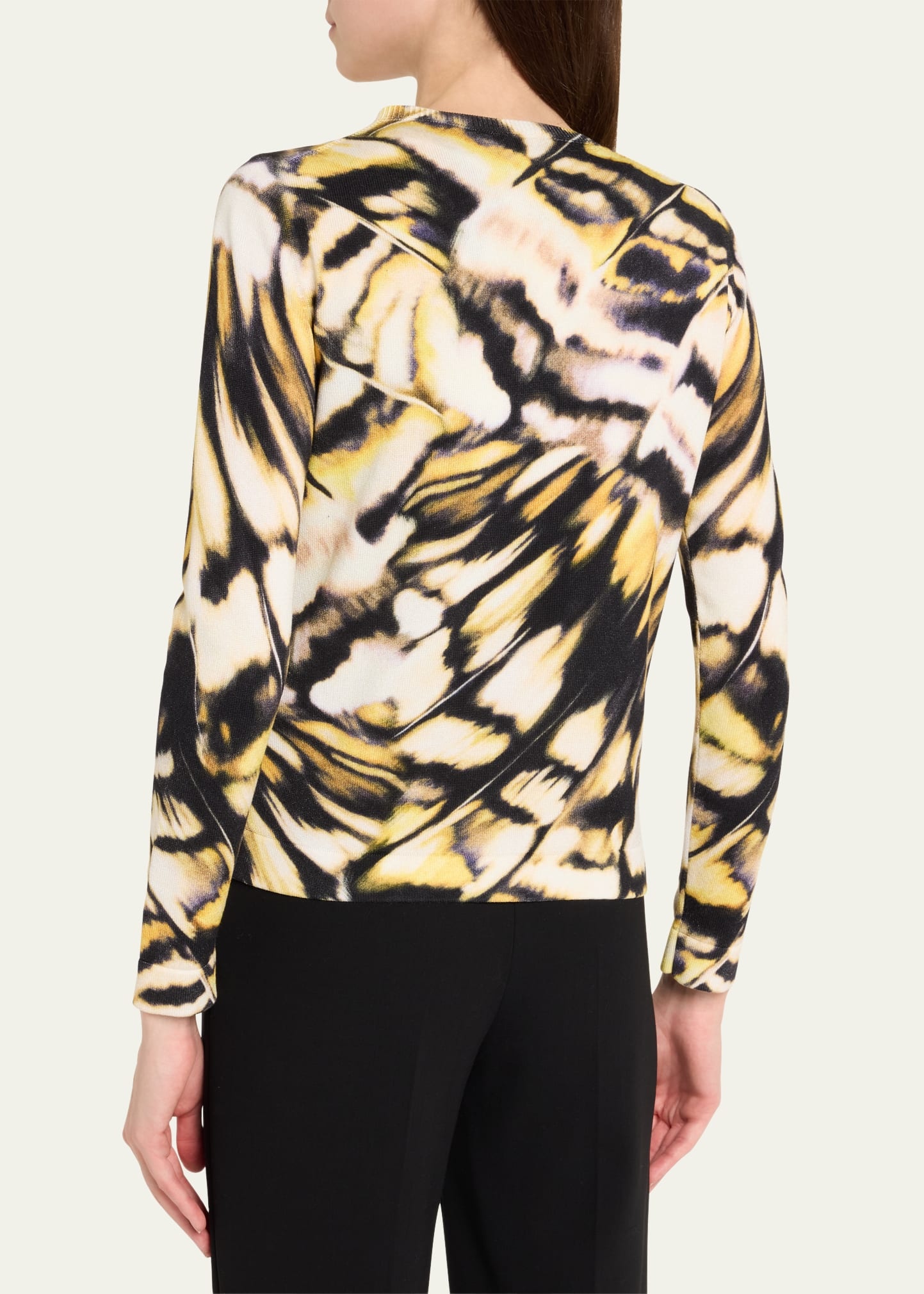 Butterfly-Printed Crewneck Cardigan - 3