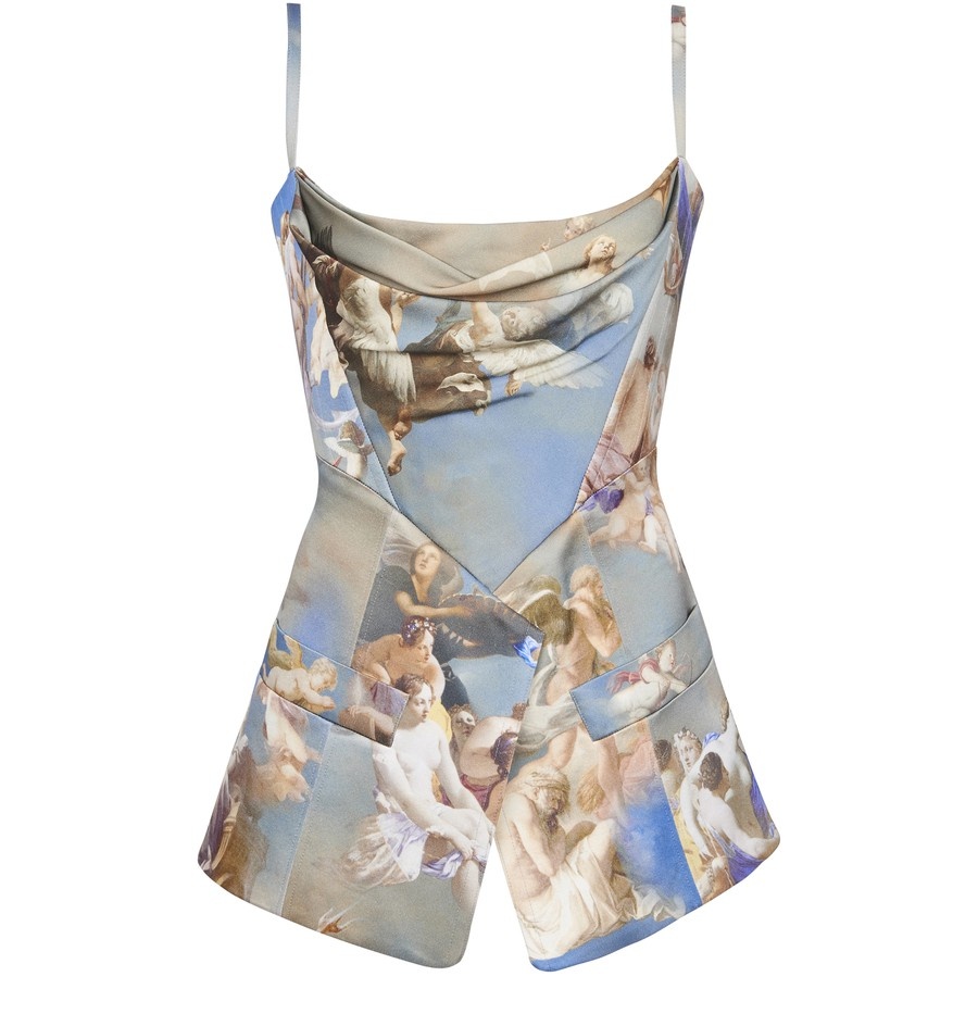 Sky printed satin corset top - 1