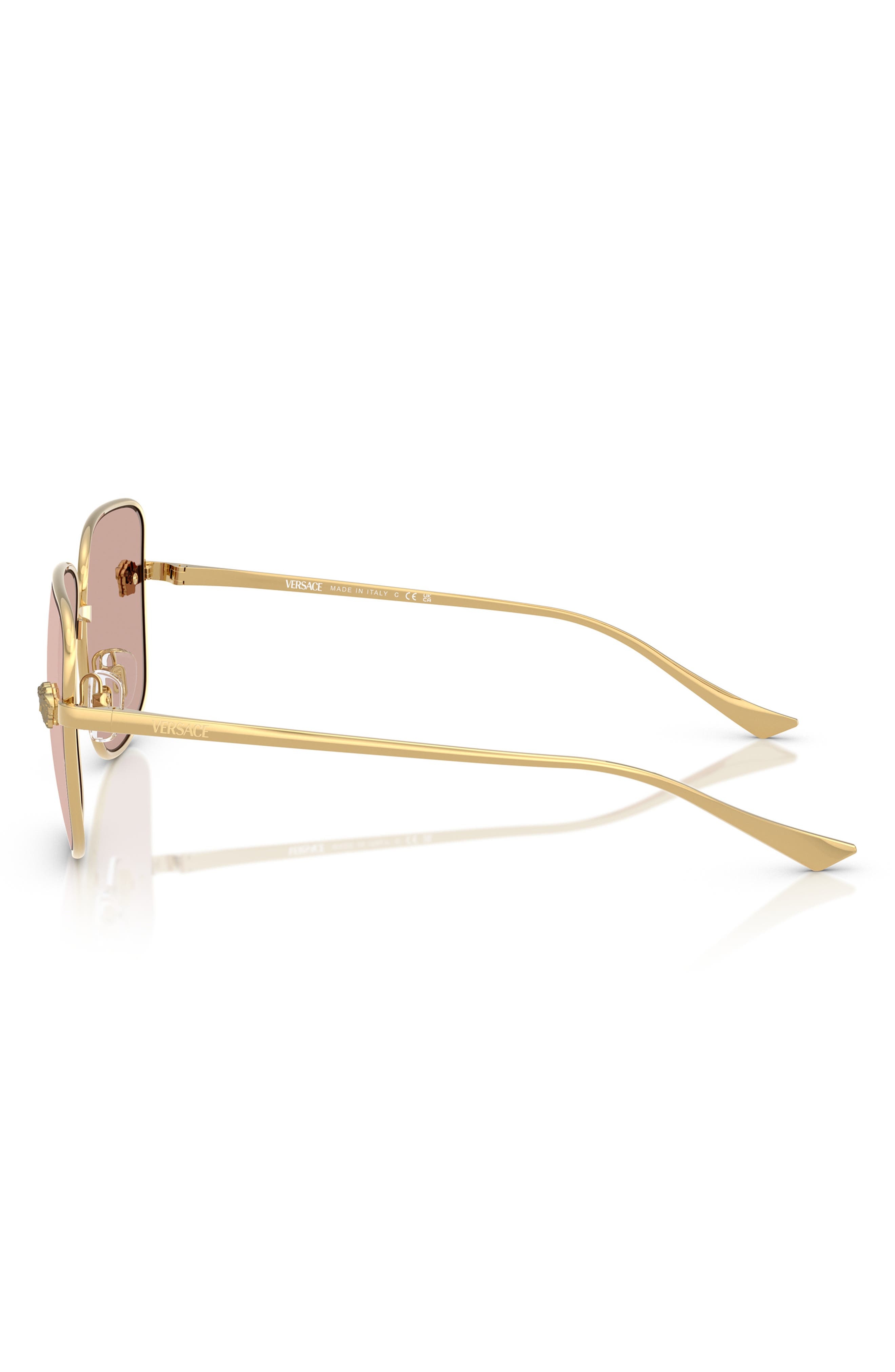 Versace 59mm Mirrored Square Sunglasses in Gold/Light Pink Mirror Silver at Nordstrom - 5