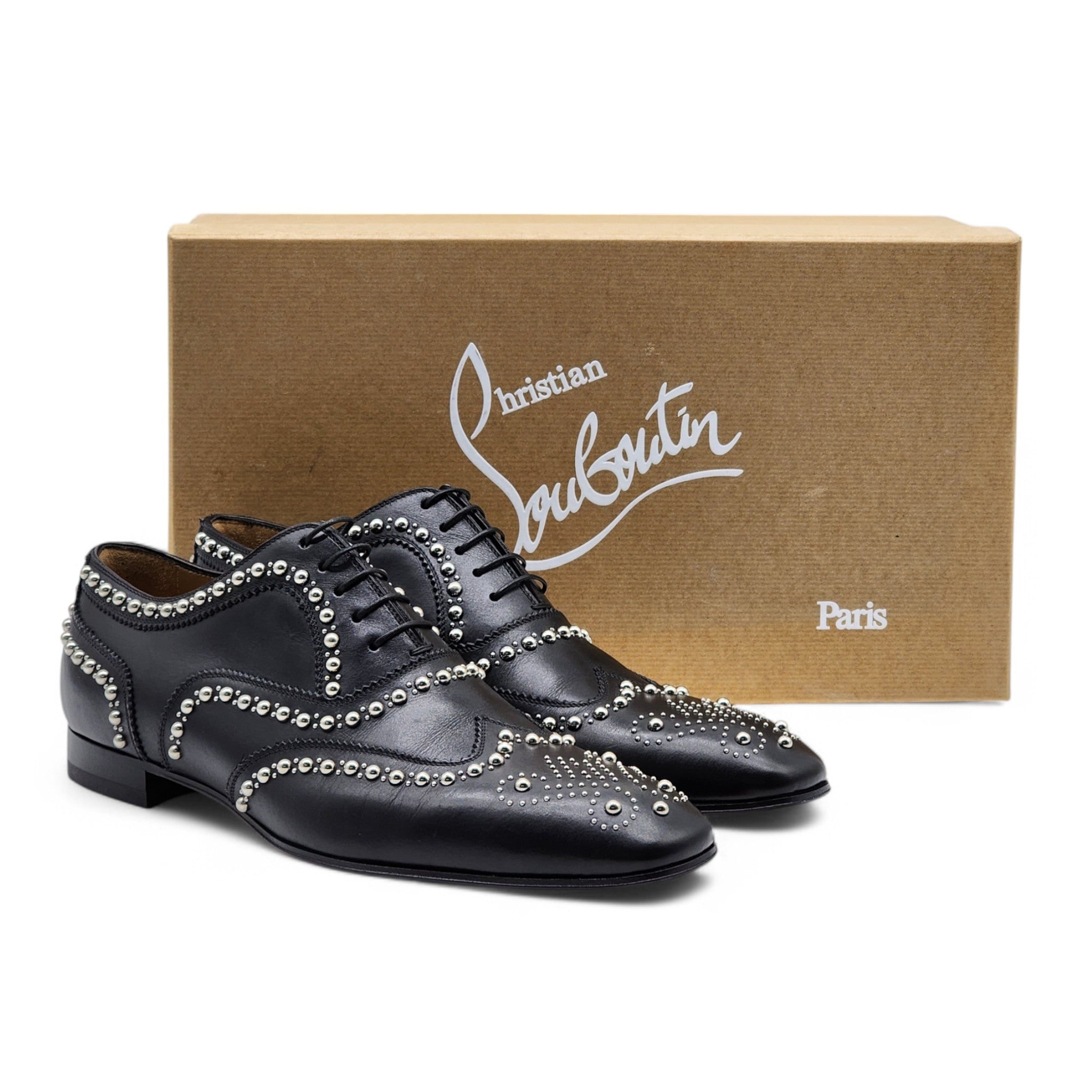 Christian Louboutin Charlie Clou Studded Oxford Shoes - Leather - Black - 42 - 11