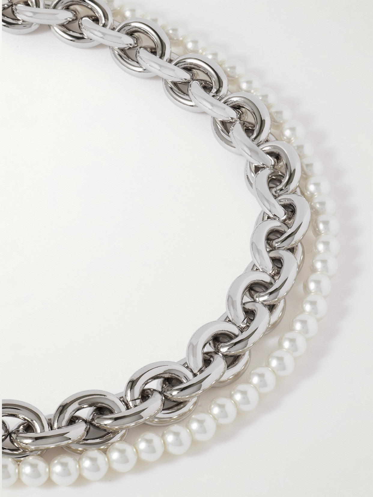 Silver-tone Faux Pearl Necklace - 4