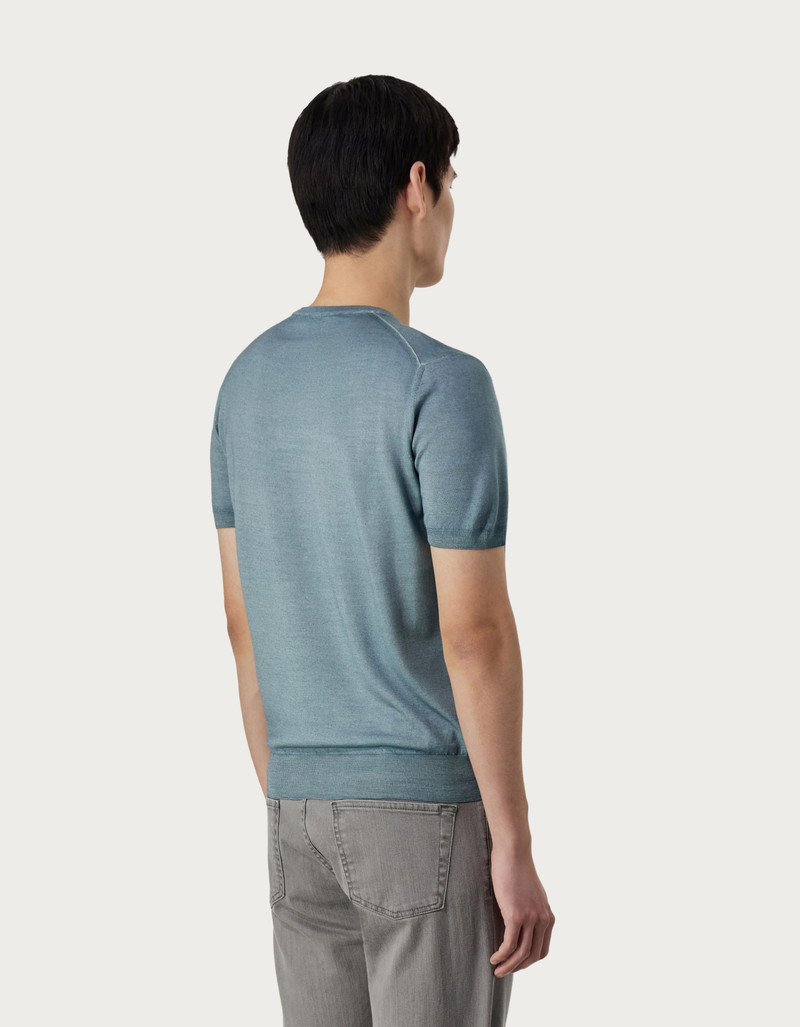 CANALI NUVOLA GREEN T-SHIRT IN WOOL AND SILK 3