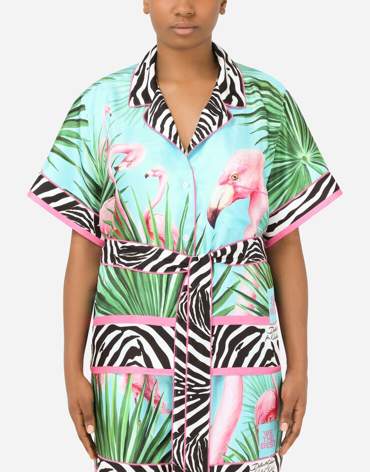 Flamingo-print twill shirt - 6