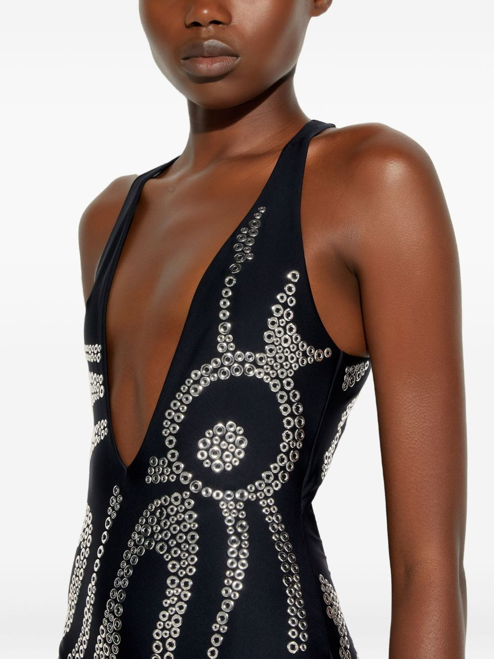embellished cross-back swimsuit - 5
