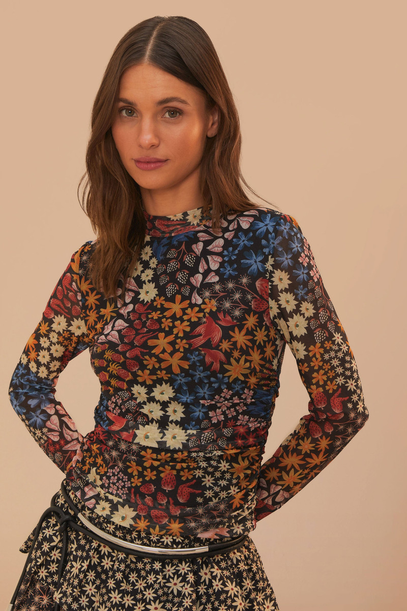 Black Juju Garden Tulle Blouse 1