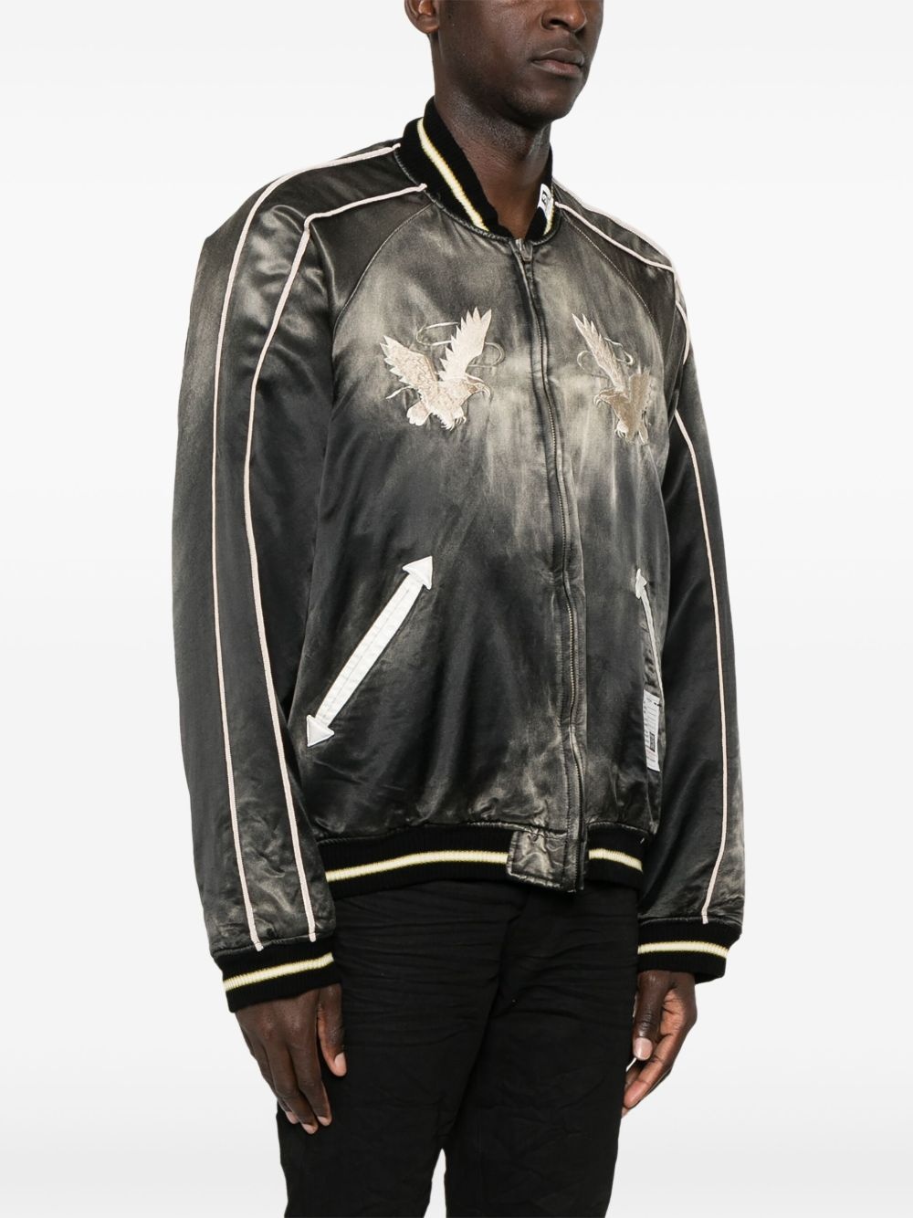 embroidered satin bomber jacket - 4