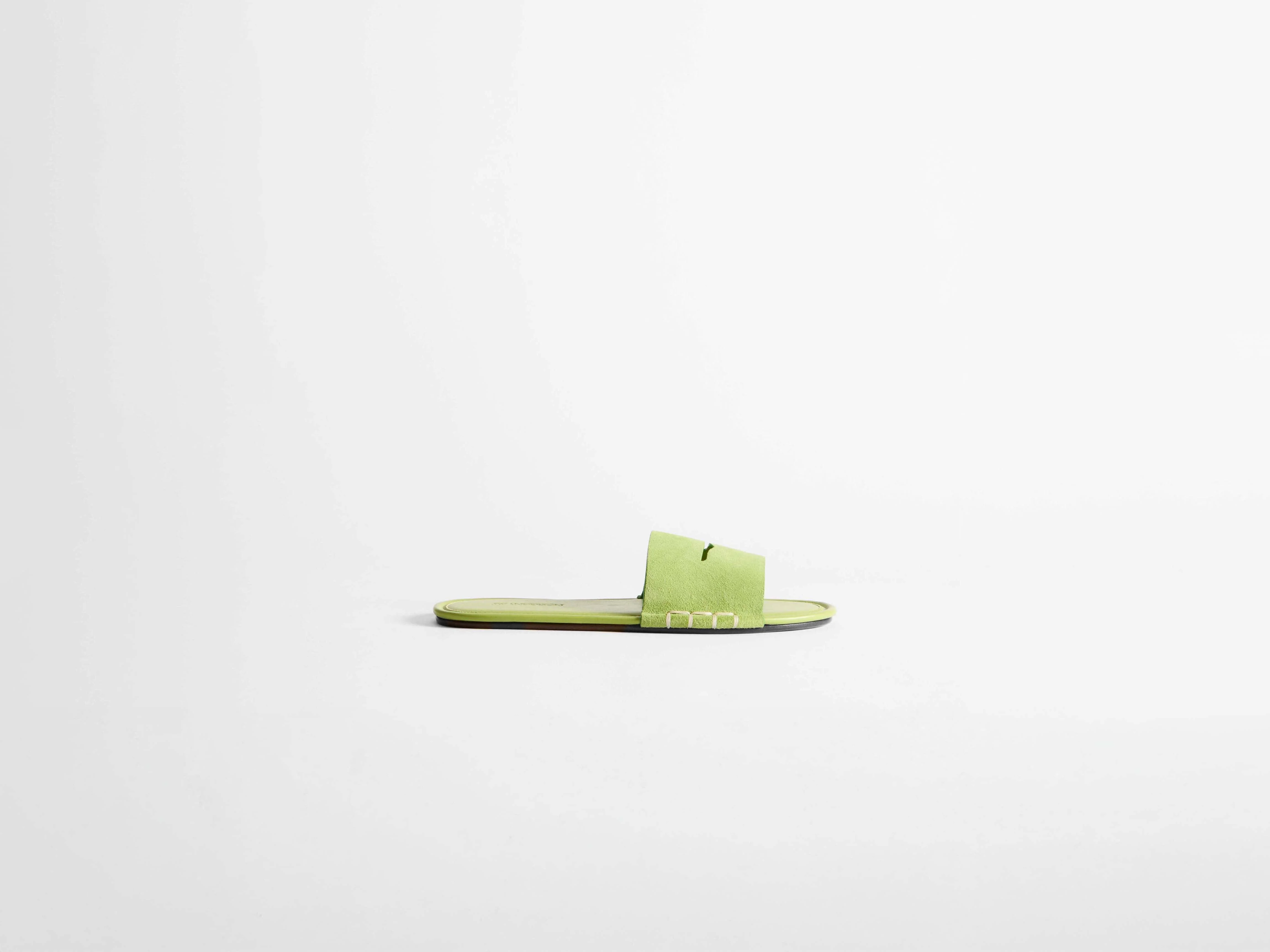 WOMENS LOAFER MULE SLIDES IN LIME GREEN - 1