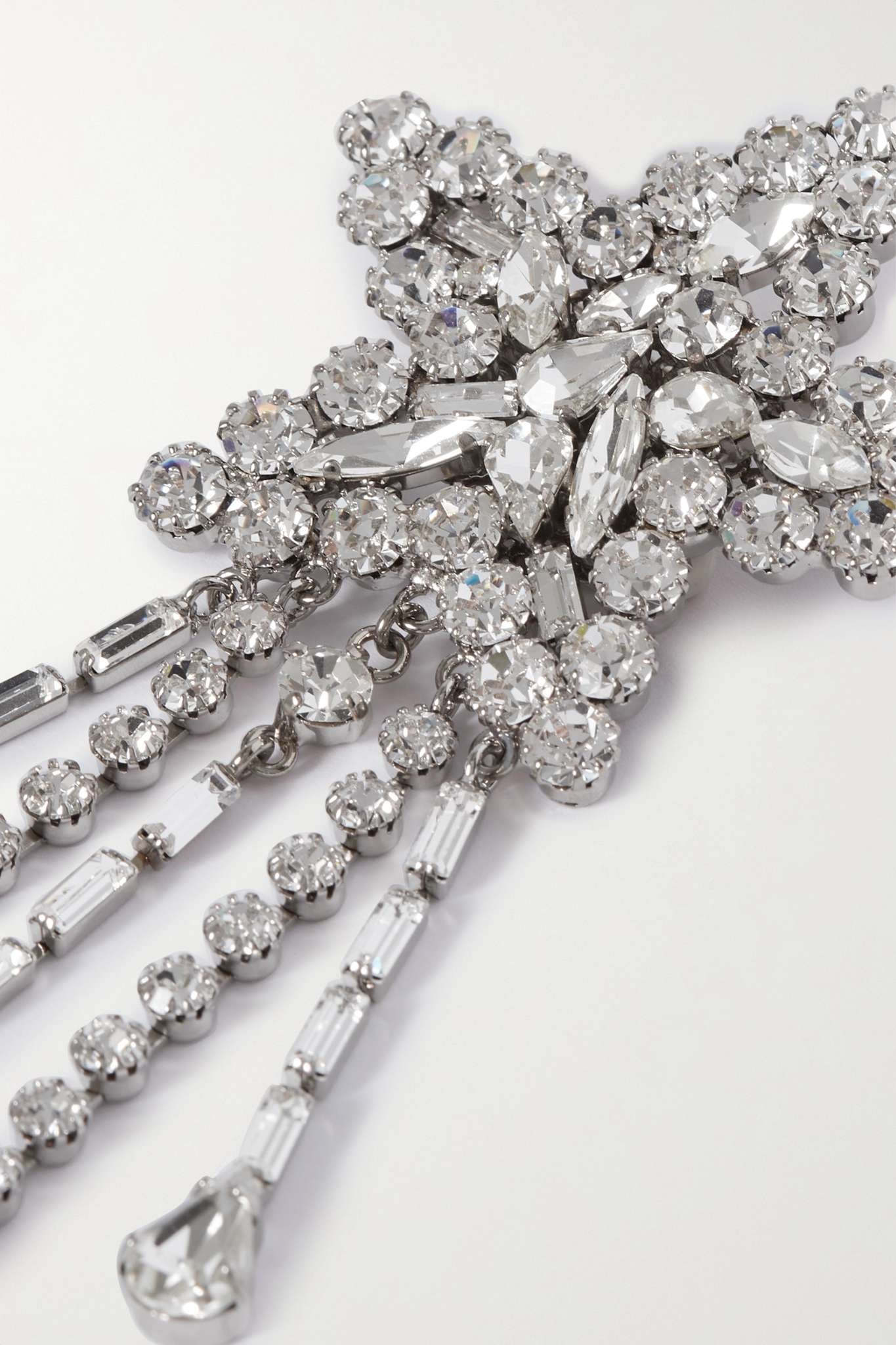 Silver-tone crystal brooch - 4