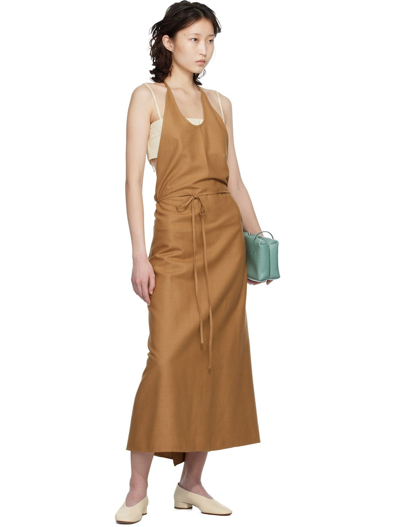 BASERANGE Tan Wild Silk Apron Midi Dress outlook
