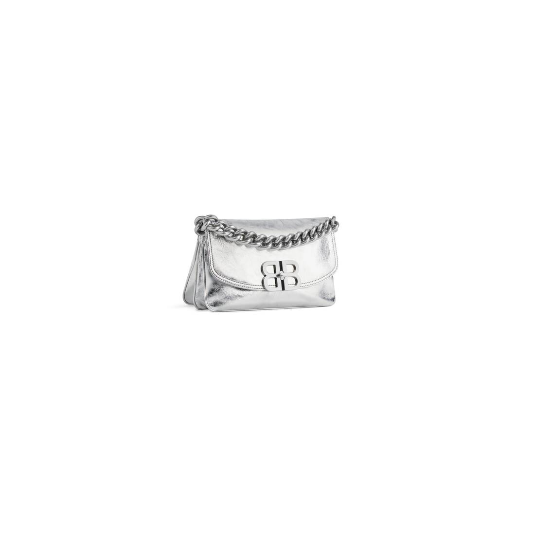 Women's Bb Soft Small Flap Bag Metallized in Silver - 2