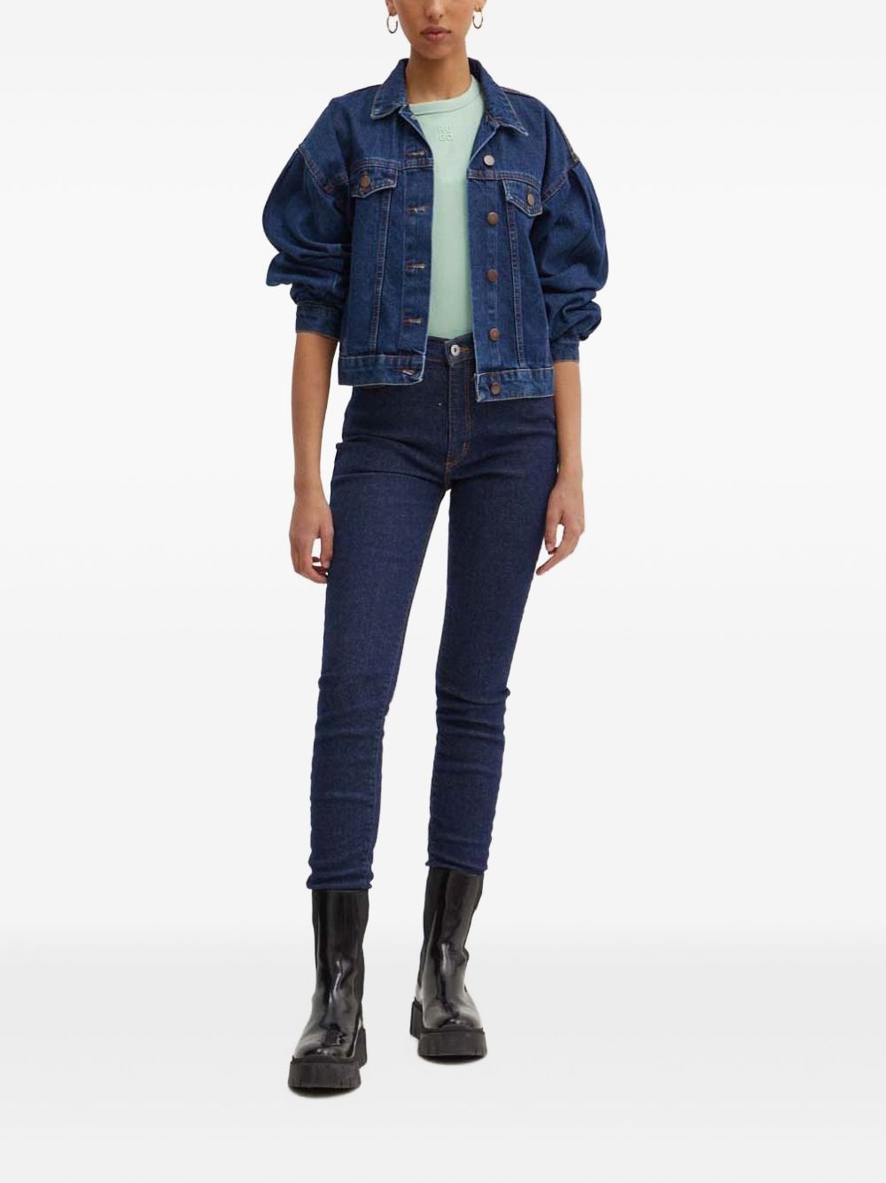 high-waisted logo-plaque jeans - 2