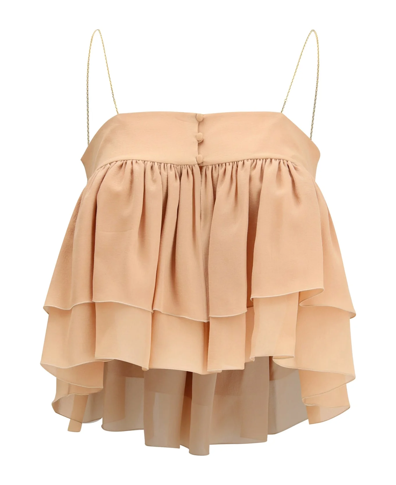 Sleeveless Ruffled Top In Silk Georgette - 1