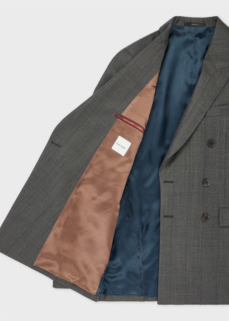 Grey Check Wool Double-Breasted Blazer 3