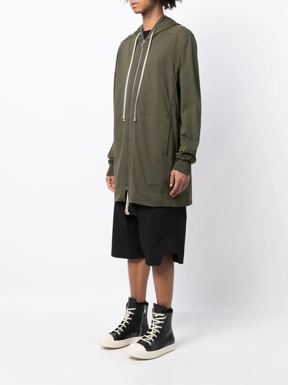 zip-up long-length hoodie - 3