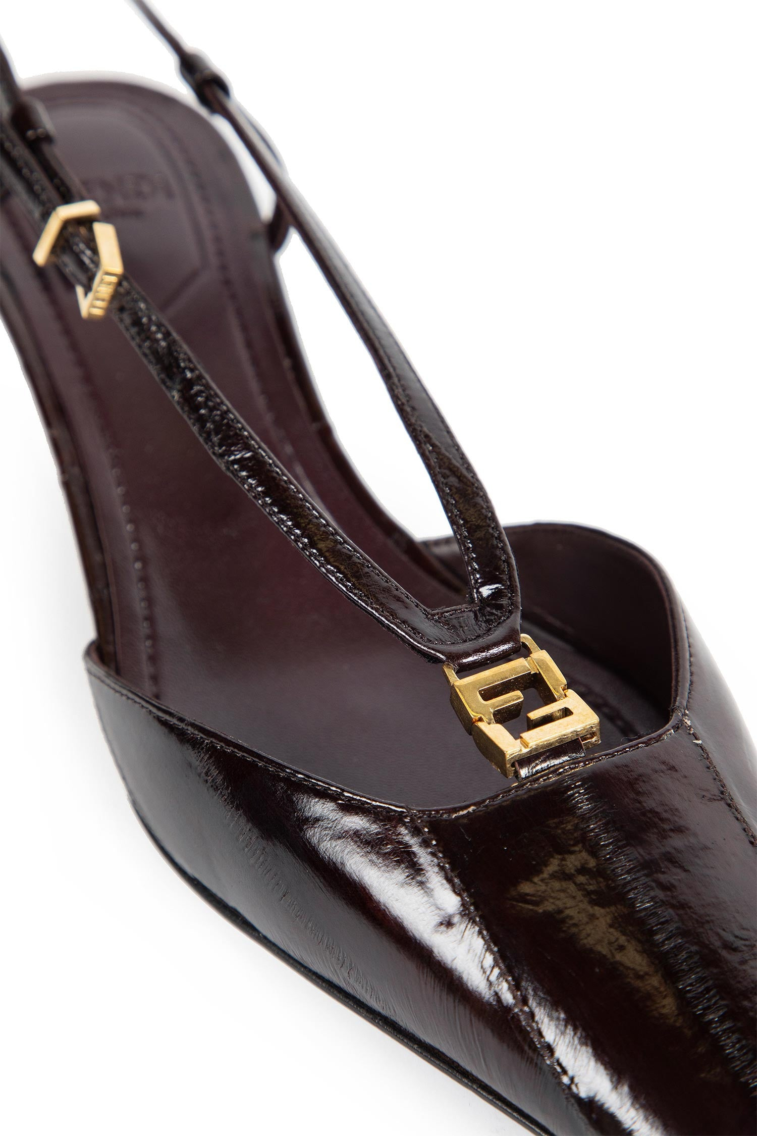 Fendi Ffold Eel Leather Slingbacks - 6