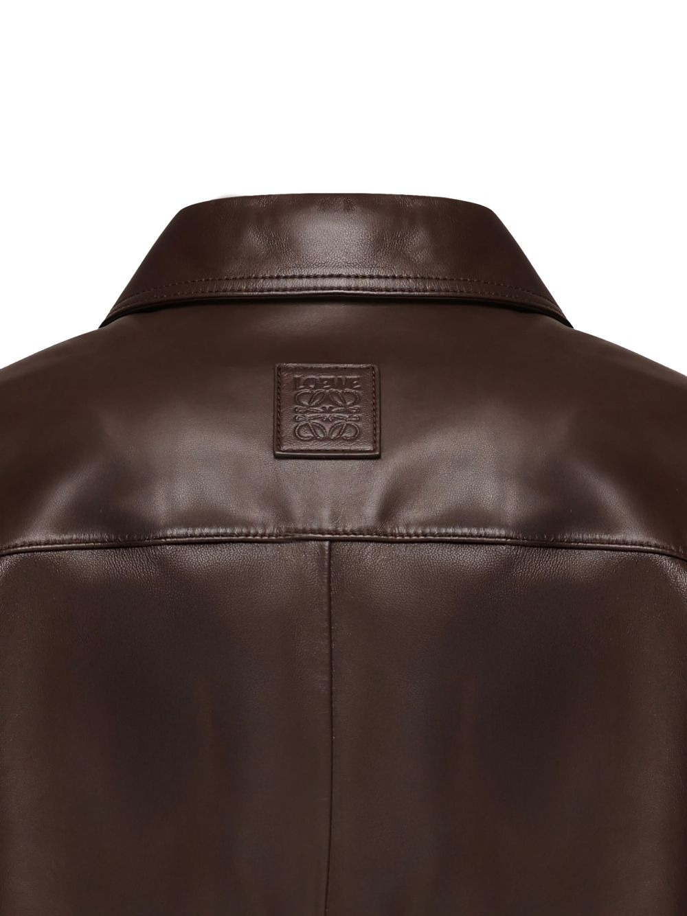 button-fastening leather shirt jacket - 3