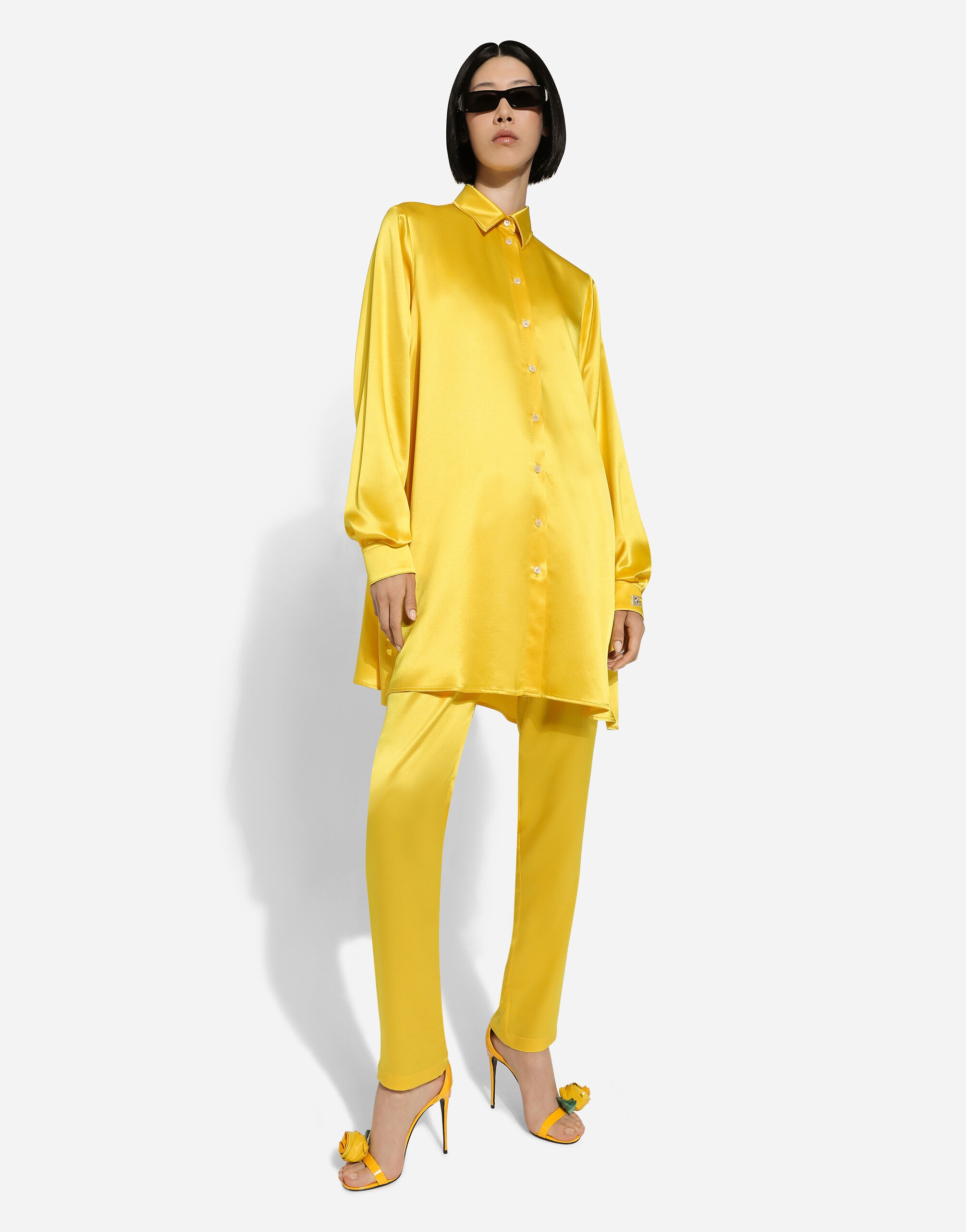Silk crepe pants with elasticated waistband - 5