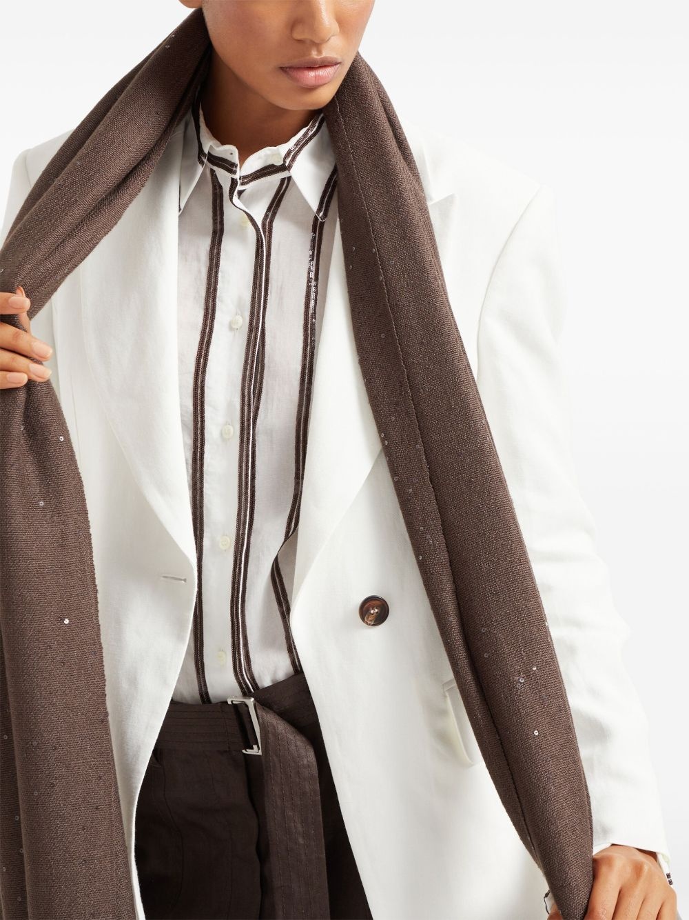 sequin-embellished scarf - 5